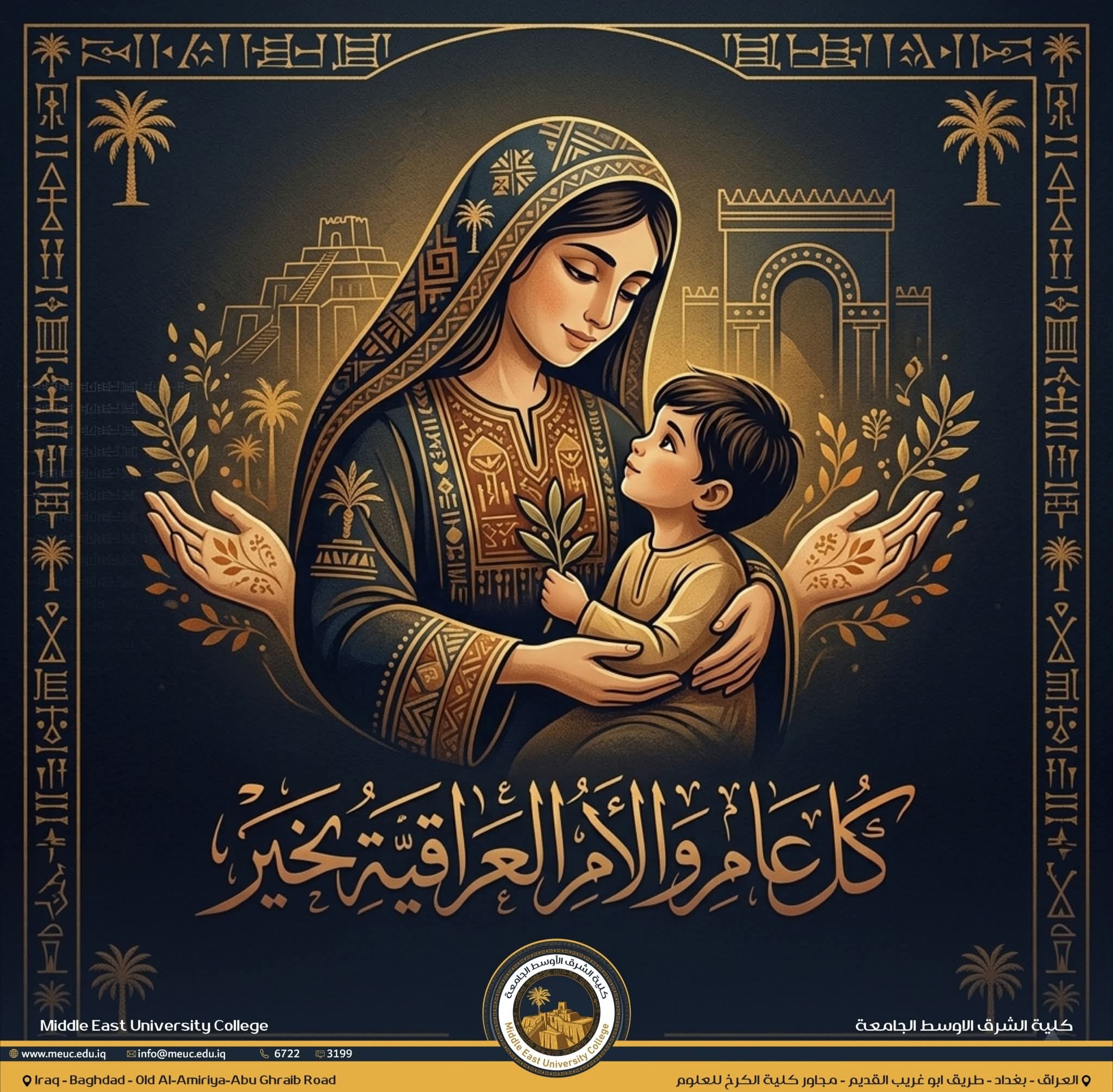 كلية الشرق الأوسط الجامعة تهنئ الأم العراقية بمناسبة عيد الأم